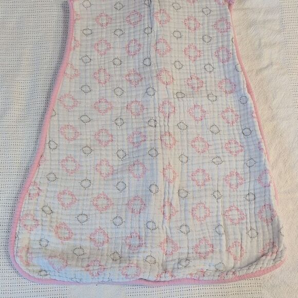 Hudson Baby Medium 6-12 months White and Pink Cotton Zippered Sleep Sacks - Picture 8 of 11